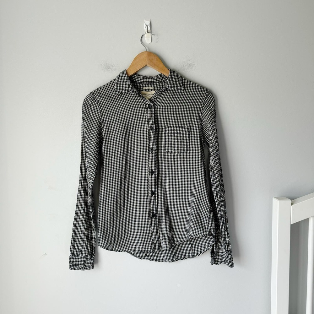 Ralph Lauren Denim Supply Blue Cream Micro Gingham Button Down Size Small